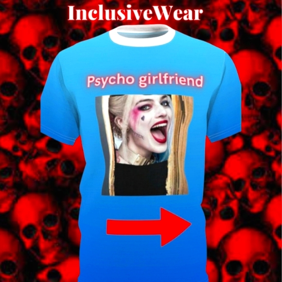 Psycho Girlfriend "Harley Quinn" Top Seller Trending Unisex Cut & Sew Tee Sexy A - Picture 3 of 6